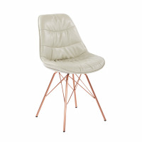 OSP Home Furnishings LGD-U28 Langdon Chair in Cream Faux Leather with Rose Gold Base